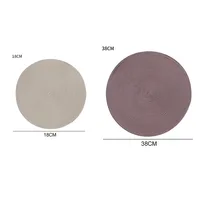 1pc Round Woven Placemats PP Waterproof Dining Table Mat Non-Slip Napkin Disc Bowl Pads Drink Cup Coasters Kitchen Decoration 6