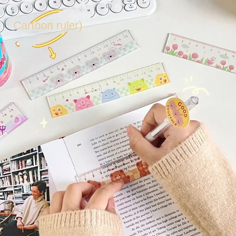 Cute Kawaii Study Time Cartoon Ruler Multifunction Diy Drawing Rulers for Kids Students Office School Stationery - 6