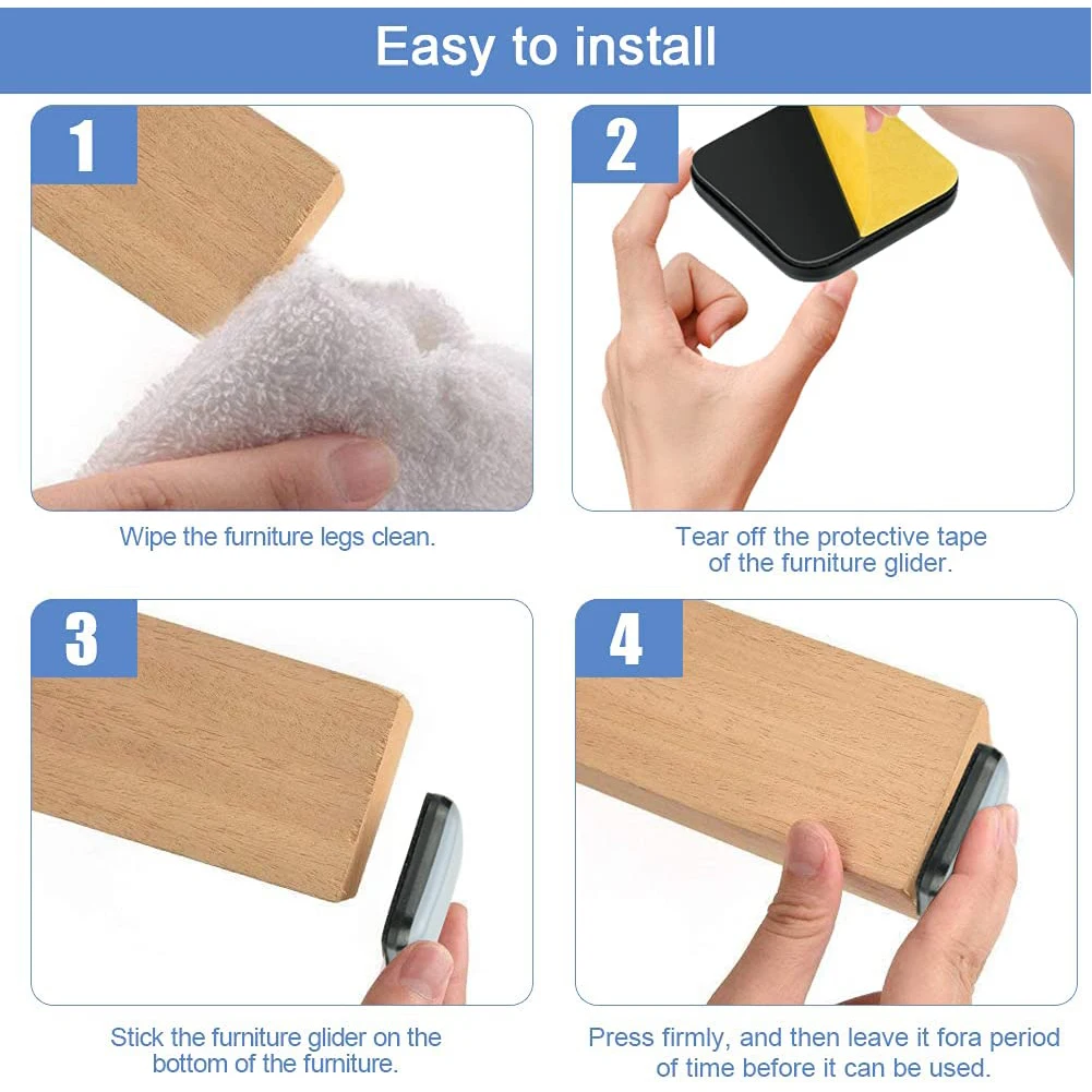 20pc Square PTFE Furniture Gliders Self Adhesive Magic Sliders Floor Chair Sofa Mat Slider Pad Furniture Table Bases Protector furniture leg pads furniture foot pads rubber furniture feet pads furniture gliders furniture feet