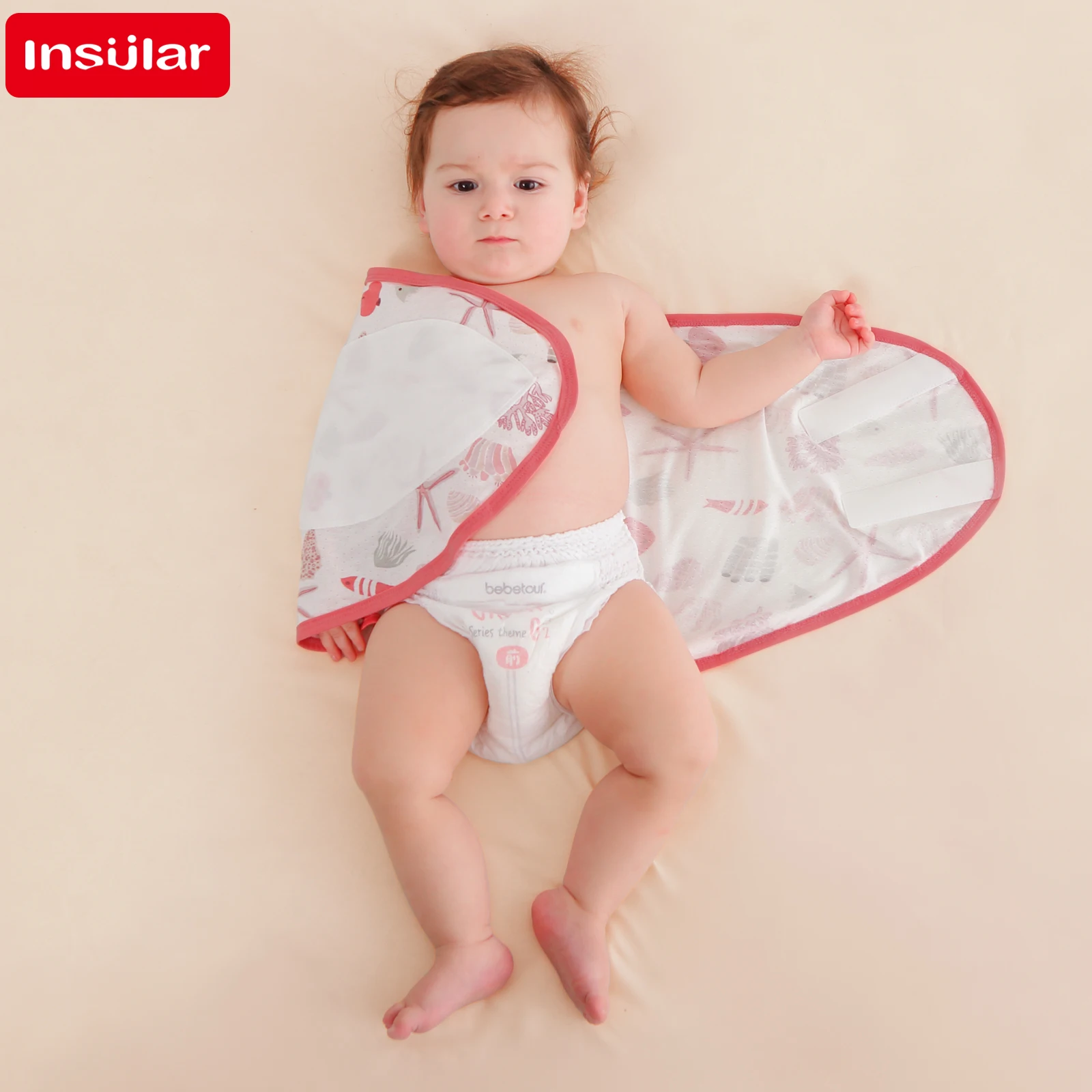 Baby Swaddle Blanket 0-6 Months Strap Protect Belly Baby Sleeping Blanket Wrap for New Born Thin-style for Summer - 2