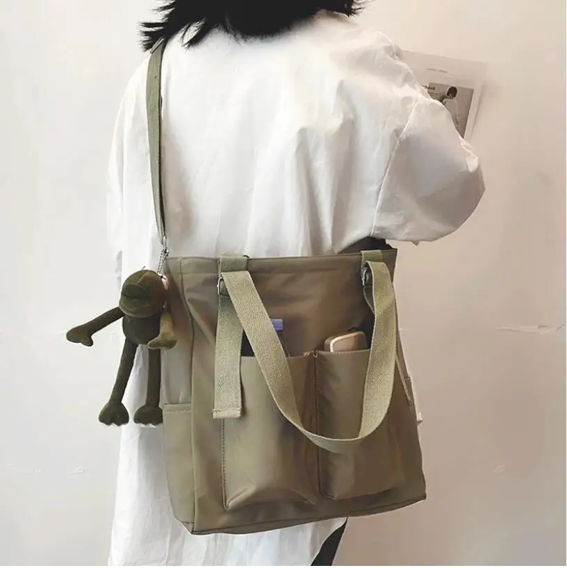 

Women's Bag Shopper Simple Fashion Zipper Handbags Nylon Waterproof Solid Crossbody Large Capacity Tote Shoulder Bags For Women