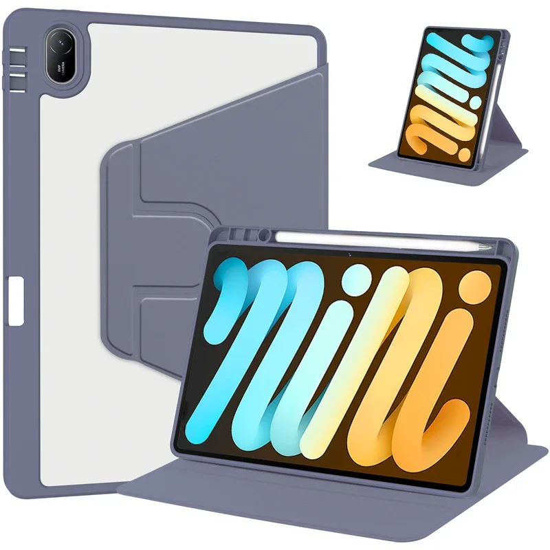 360 Rotating Acrylic iPad Mini Case with Pencil Holder, 8.3'' Cover
