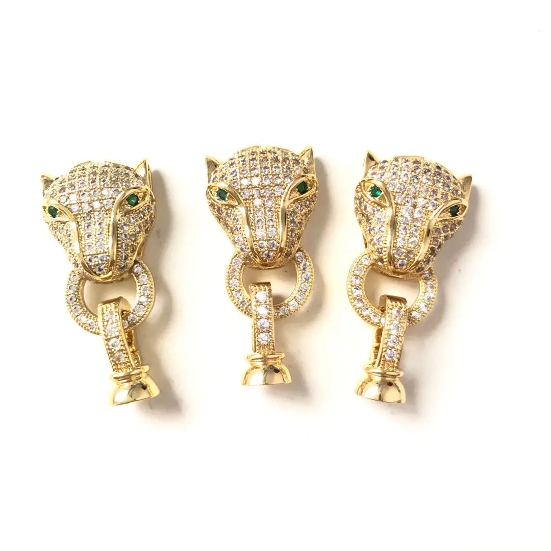 5pcs/Lot Cubic Zirconia Paved Panther Connectors Spacers for Woman Bracelets Men Jewelry Making Handmade Crafts Findings Supply