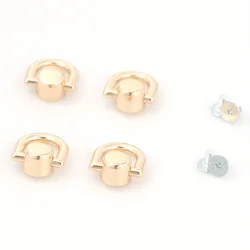 Elegant Metal D - Ring Studs for Leather Crafting and Accessories - Set of 4 (Gold)