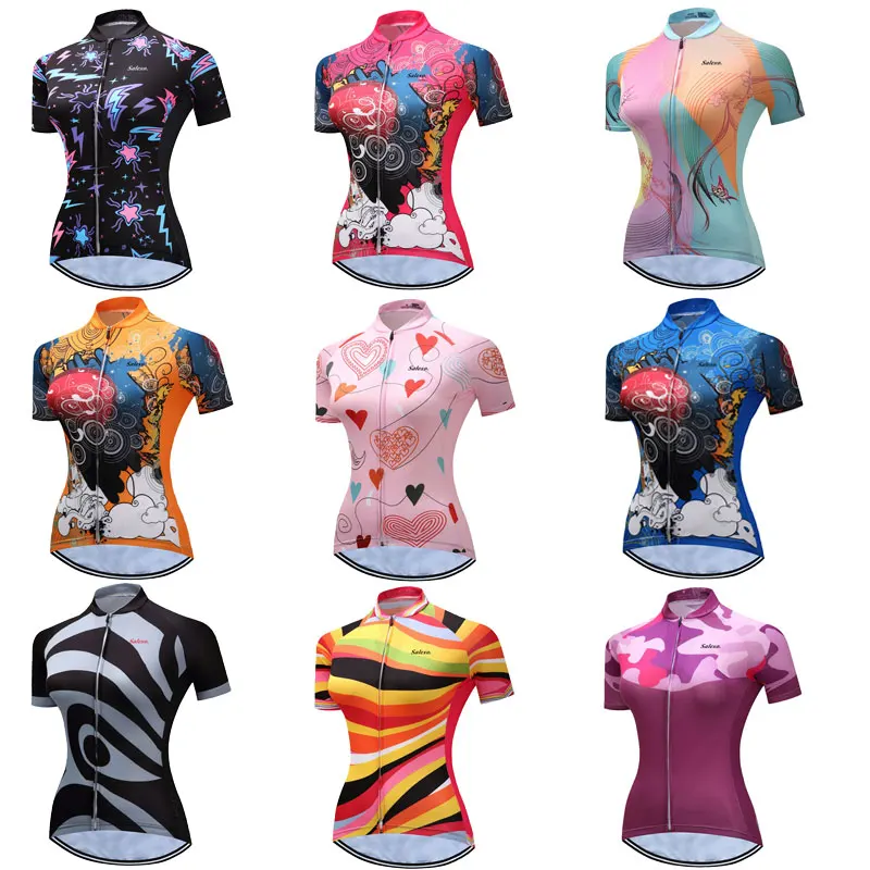 Summer Cycling Clothing Women Fancy Pattern Cycling Jerseys Racing Bicycle Clothing Shirts Mountain Bike Clothes Sportwears