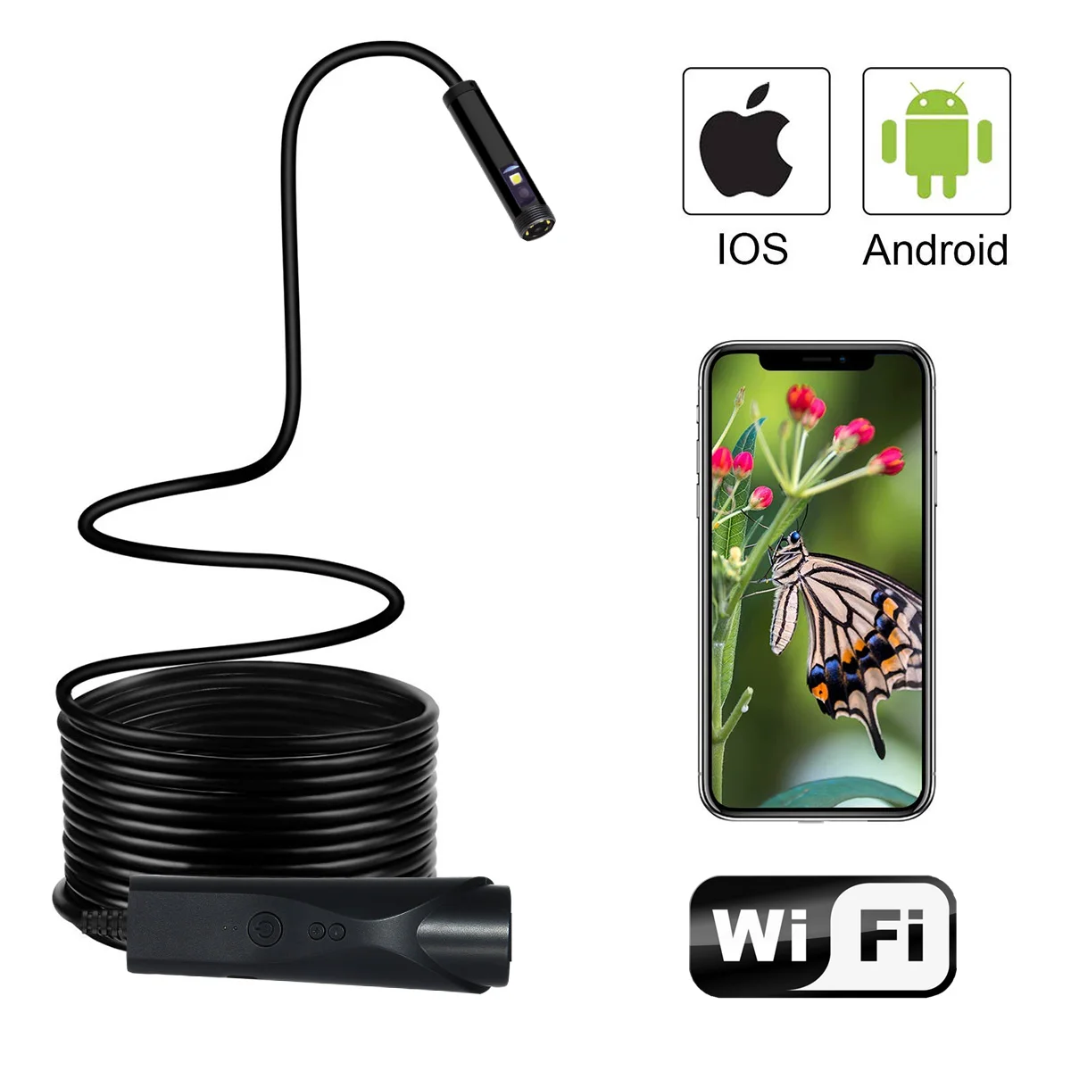 

2MP 1080P 5.5mm Dual Lens WIFI Endoscope Water-proof IP66 CMOS Borescope Inspection Digital Microscope Camera Otoscope