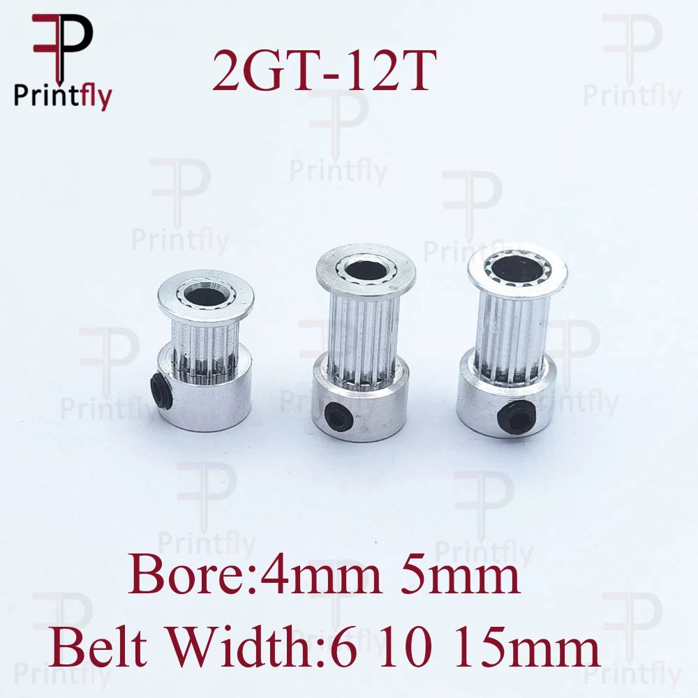 GT2 Timing Pulley 2GT 12 Teeth Bore 4/5mm Synchronous Wheels Gear Part For Width 6/10/15mm Timing Belt 3D Printer Parts