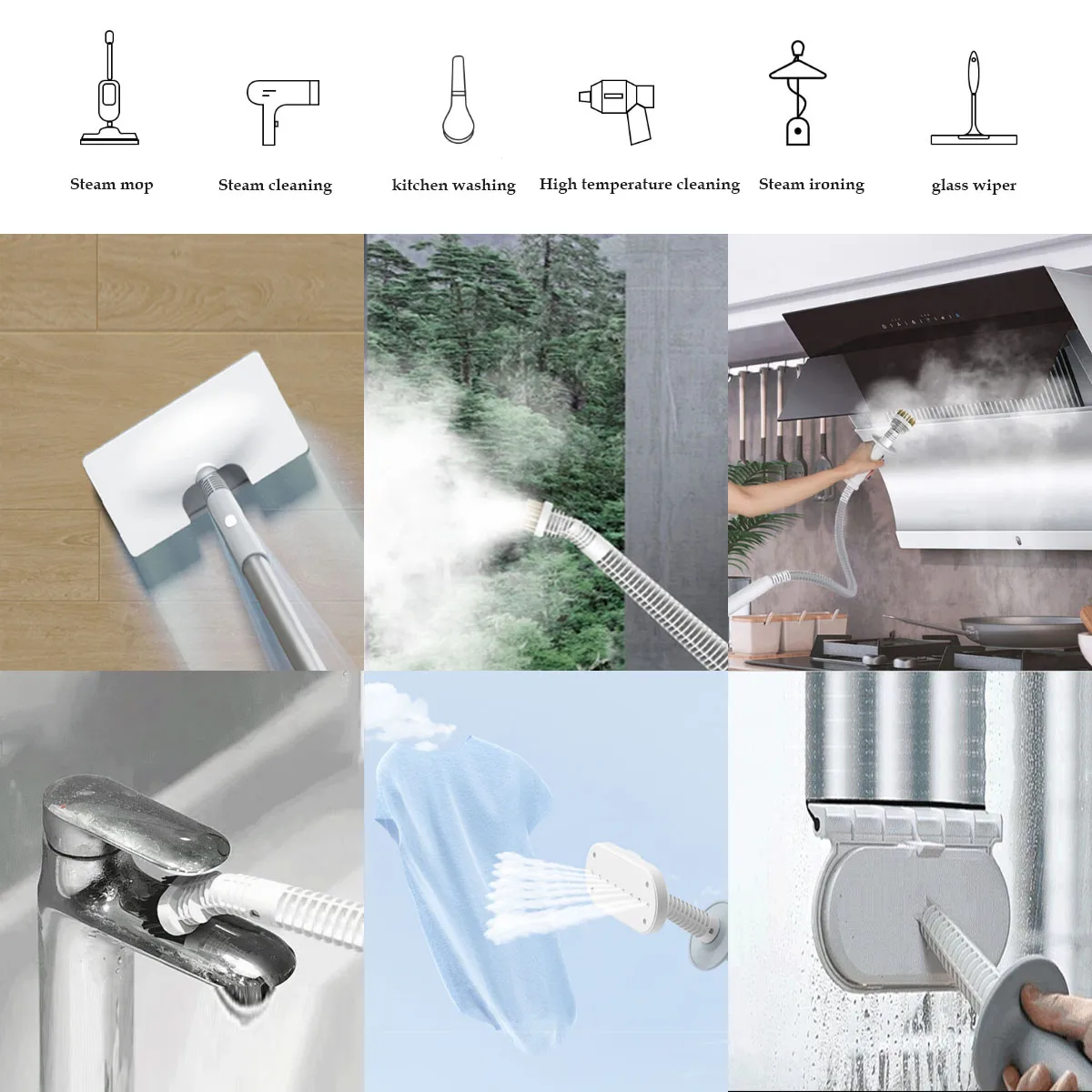 Household electric mopping machine, high temperature steam cleaner electric floor wiper for kitchen bedroom bathroom living room