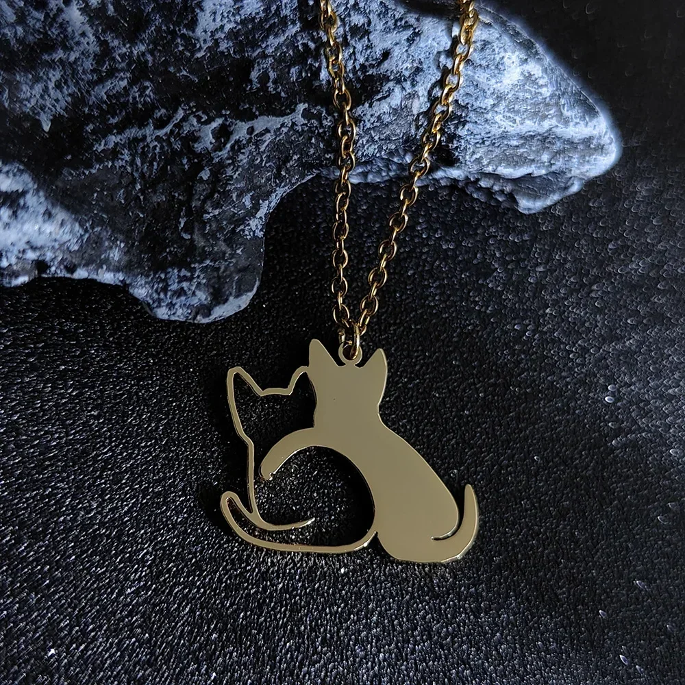 double cat necklace