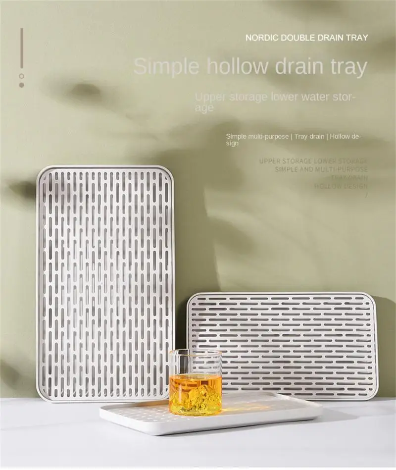 Fruit Cup Drain Tray Rectangular Bowl Rack Chopsticks Box Kitchen Storage Tray Water Cup Drain Tray Fruit Basket Tea Tray 6