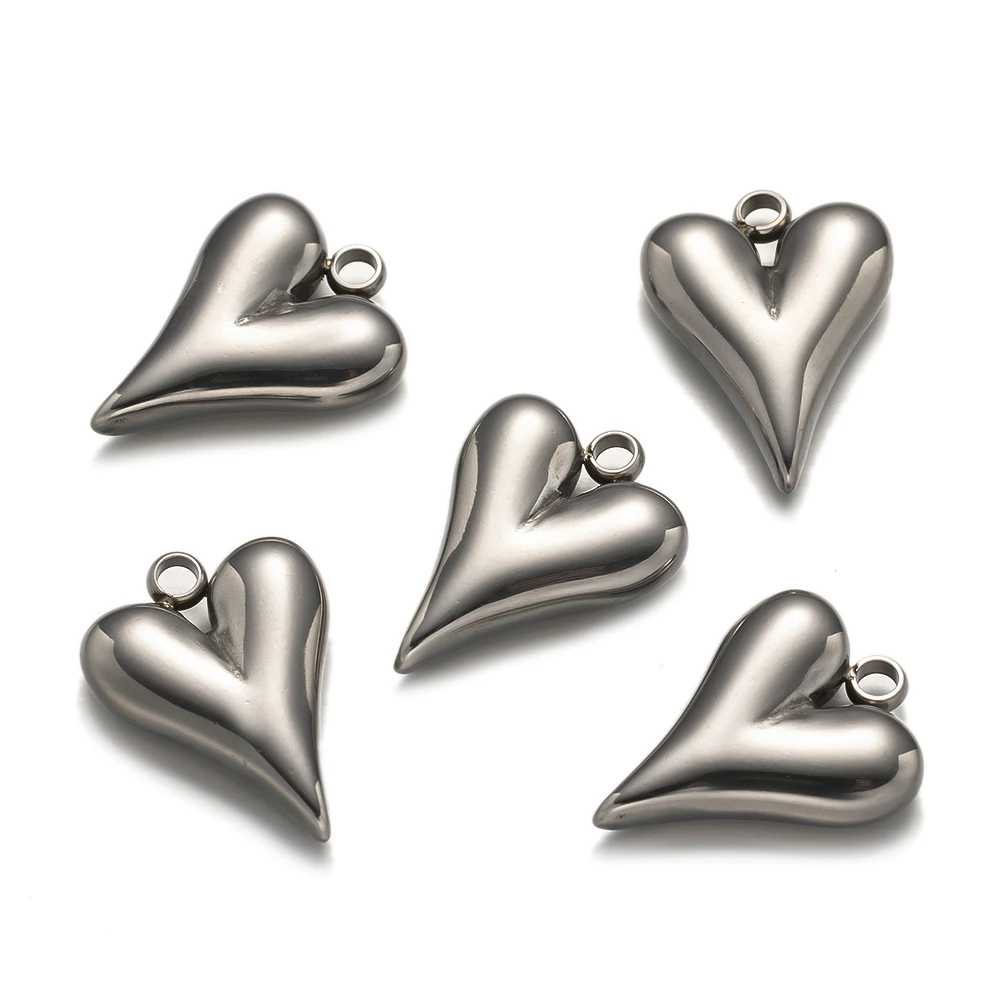 5 Stück 16x12mm Gold Herz Charms Edelstahl 3D Liebe Baumeln Anhänger für Armband Schmuck Finden DIY Halsband Halskette – Detail 4