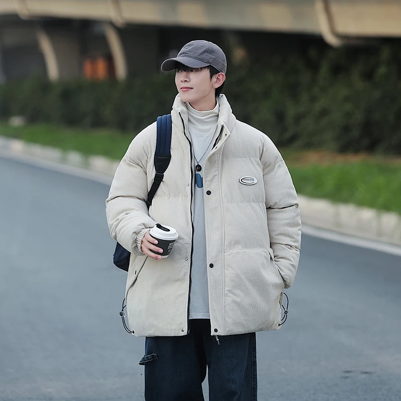 Warm Thicken Parkas Coat Winter Bubble Jacket Outdoor Men's Winter Coat Warm Thicken Oversize Corduroy Puffer Jacket for Men