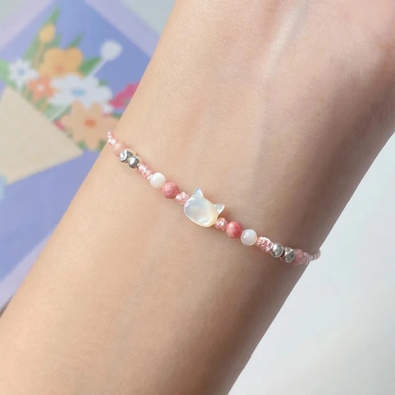 Handmade Couple Cute Cat Bracelet Unique Stylish Hand Rope for Women Men Beaded Woven Bracelet Wrist Jewelry Gifts 2/1pcs