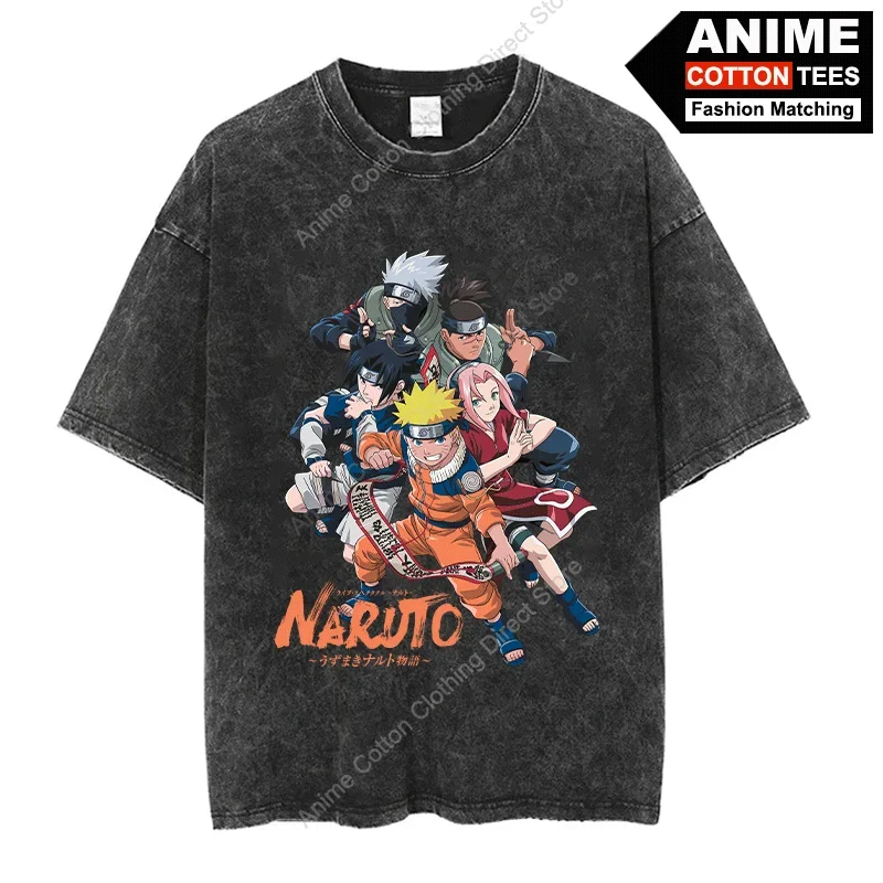 

Anime Sakura Sasuke Kakashi Print T Shirt y2k Harajuku Street Hip Hop Casual Unisex Oversized Loose Tees Retro Cotton T-shirt
