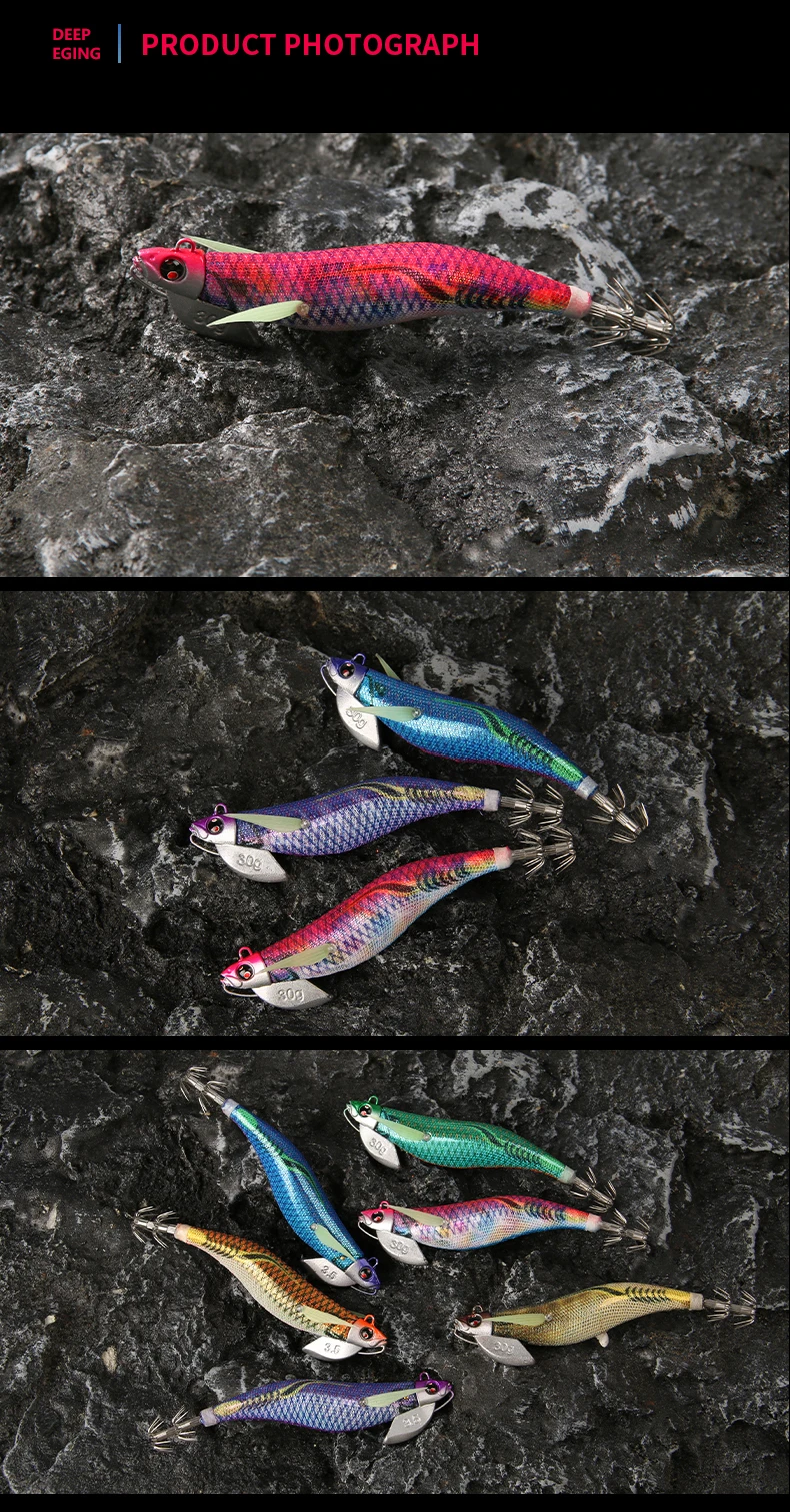 LETOYO 30 g 130 mm TR EGI-Köder, sinkender Tintenfisch-Jig, leuchtender Tintenfisch-Köder, künstlicher Köder für Webfuß-Oktopus-Angeln, Tintenfisch-Köder – Detail 8