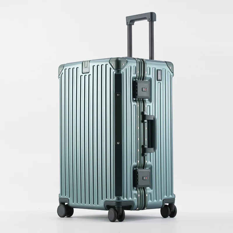 New Large Capacity Luggage Women's Durable Thickened Aluminum Frame Suitcase Men's Rechargeable Business Luggage 32-In trunk