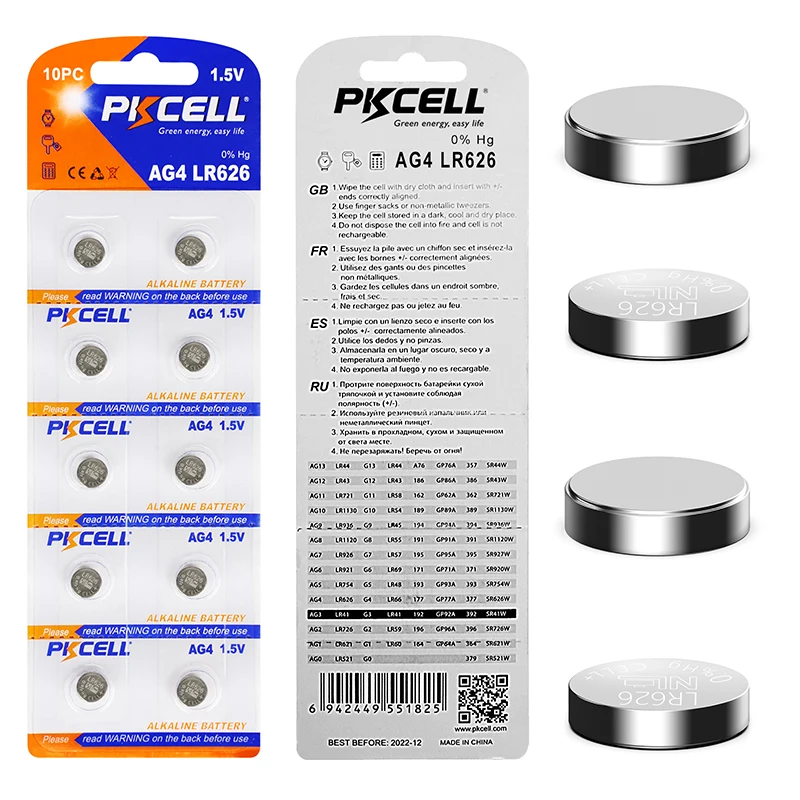 verlegen Land Winkelier 100PCS PKCELL AG4 Battery 1.5V Alkaline ButtonCoin Cell SR626 LR66 177 626  SR66 377 LR626 for Watch|battery sr626|ag4 batterybutton cell - AliExpress