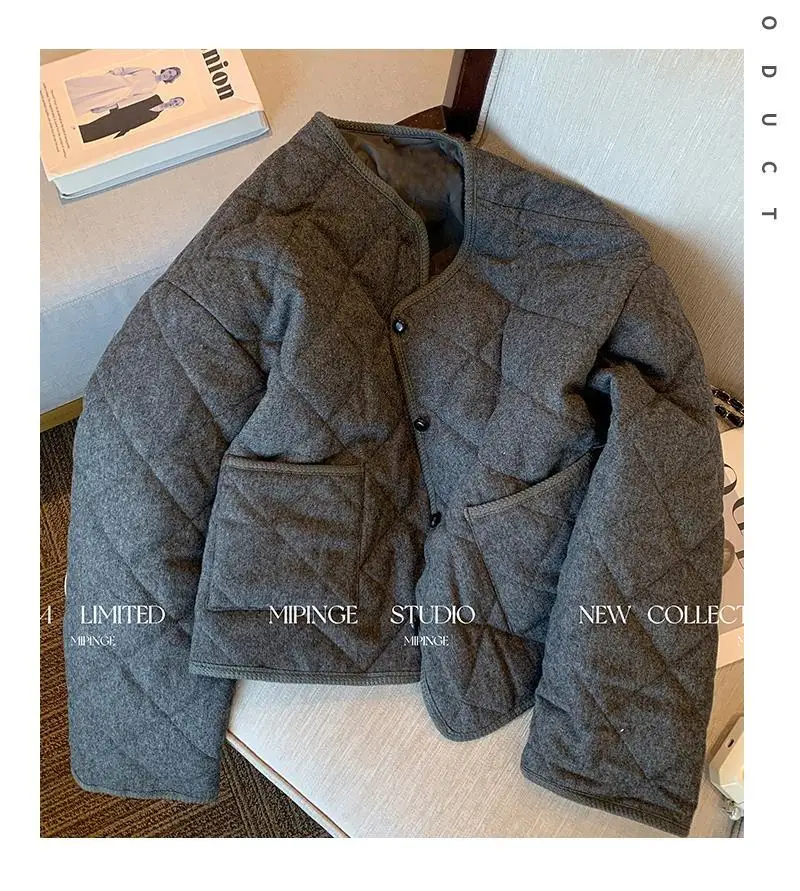 Neploe Simple Office Lady Vintage O Neck Plaid Coat Thin Casual Premium Western Style Parkas Warm Elegant High Street Soft Coats