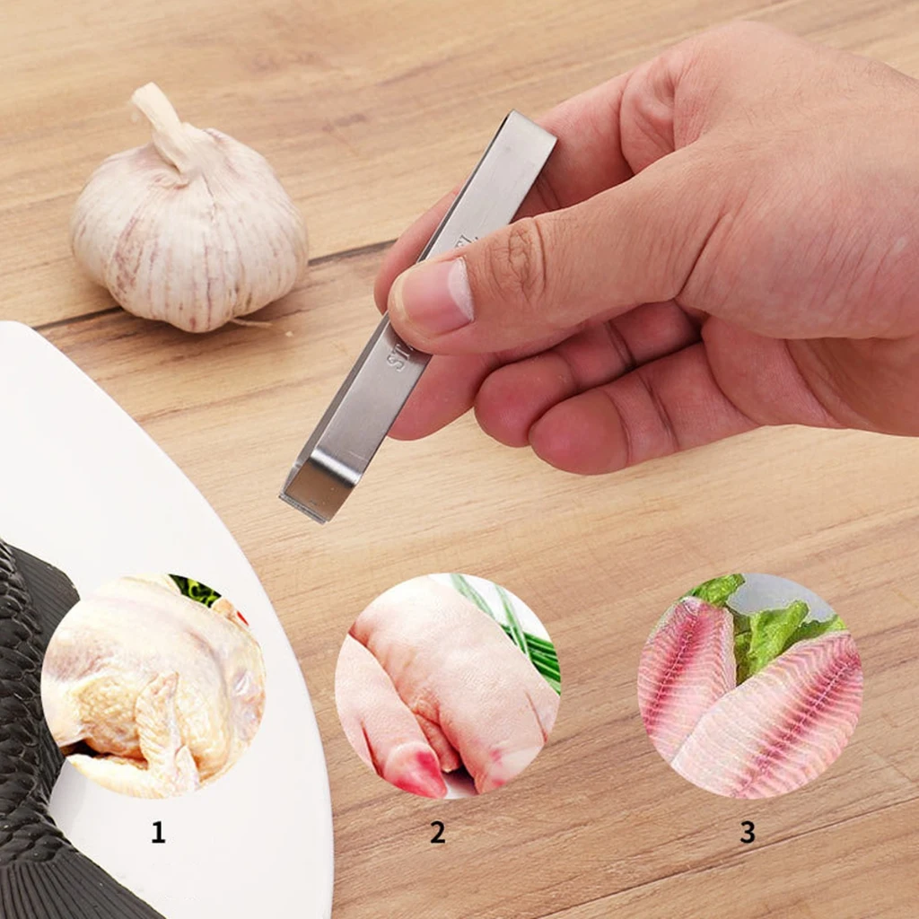 1 Pcs Creative Seafood Bone Peeling Tool Pig Hair Fishbone Tweezers Stainless Steel Goose Anti-slip Fish Bone Remover Clip
