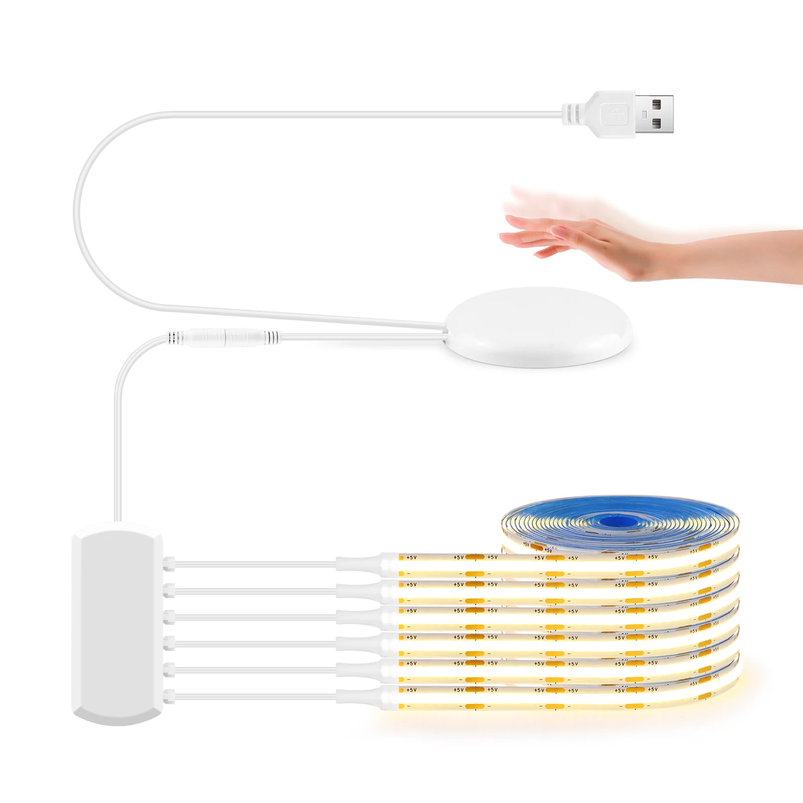 6/5/4/3/2/1 ชิ้น 5 โวลต์ซัง LED Strip Light พร้อม USB เจาะไม้ Touch สวิตช์หรี่ไฟสําหรับแผงอะคูสติกตู้ชั้นวางแสง 1