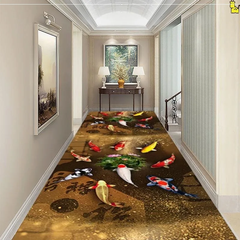 Alfombra larga europea para pasillos, decoración de flores para el hogar,  pasillo, entrada de Hotel, cabecera - AliExpress