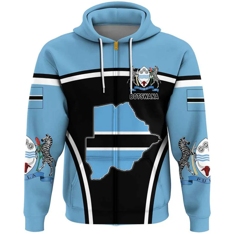 thumbnail image 1 of Sudadera con capucha y cremallera con estampado de bandera de Botsuana para hombre, sudaderas retro con estampado 3D, sudaderas informales de otoño de gran tamaño para niños, jersey con cremallera de, 1 of 5