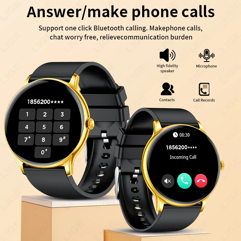 LIGE Smart Watch Sports Fitness Men Women Heart Rate Health Monitor Bluetooth Call IP68 Waterproof Watch Alarm Clock Smartwatch