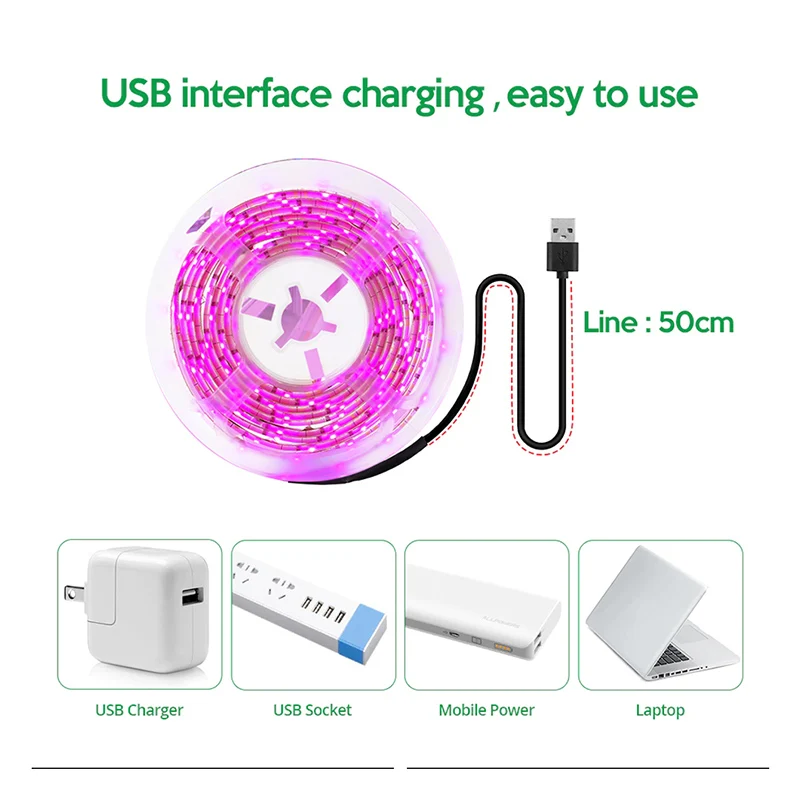 LED grow light grow light 5V USB Led plant grow light full spectrum phyto lamp 1m 2m 3m strip seeds flower greenhouse tent hydroponic plants lighting