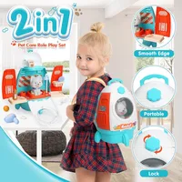 Pet Cat Dog Carrier Backpack Toy, 18PCS Pet Care Playset,Vet Clinic and Doctor Kit for Kids, Pet Veterinarian Medical Role Play 1