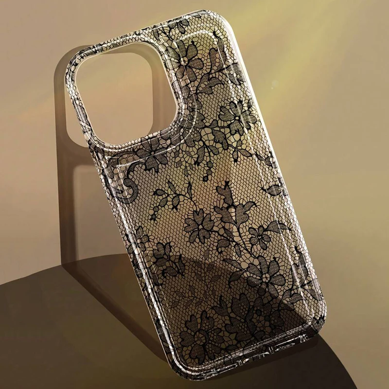 Romantic Lace Pattern Soft Transparent Phone Case