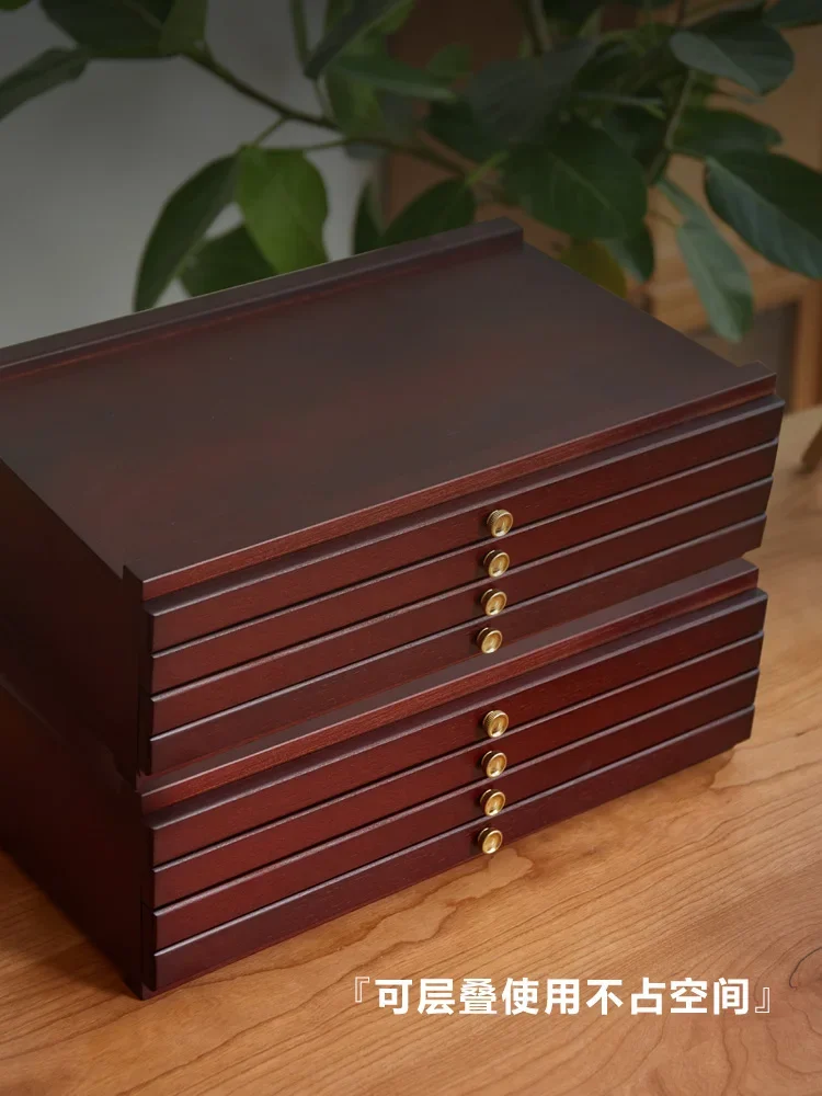 

Retro walnut art student drawer painting box, painting box, painting utensils storage rack, easel color pencil storage drawer