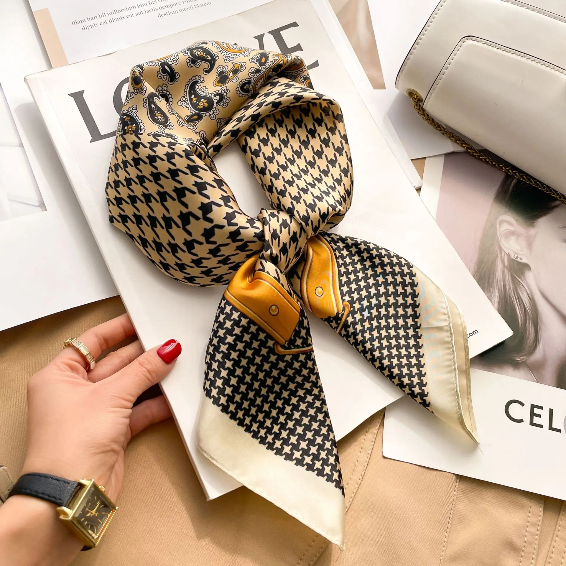 Women's Silk Scarf Luxury Silk Scarf Neckerchief Purse Scarves Square Designer Silk Scarf Ladies Headscarf SJ01 6