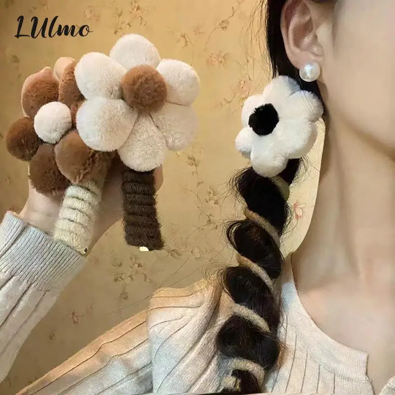 

Fluffy Ponytail Elastic Hair Bands Winter Sweet Rubber Spiral Hair Scrunchies Telephone Wire For Girls Women Hair Accessories