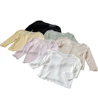 Vêtements de protection solaire pour filles, couleurs unies, légers, respirants, combinaisons climatisées, cardigans d'été à volants, jac 5