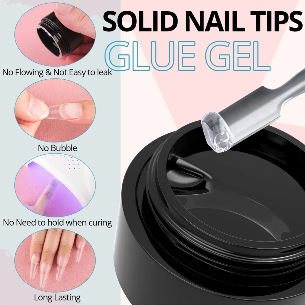 Soft Nail Tips Gel 5ml for Press On False Nails Solid Sticker Adhesive Nail Gel UV Bond Rhinestone Fake Tips Extension Glue nail glue