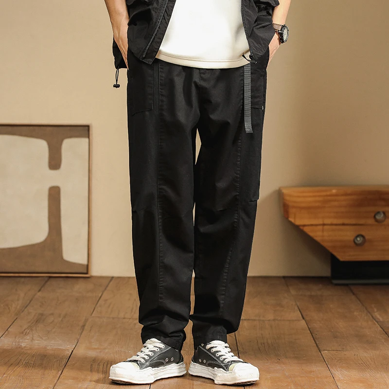 Men's spring and summer fashion brand American retro casual pants Japanese high sense wide leg straight overalls