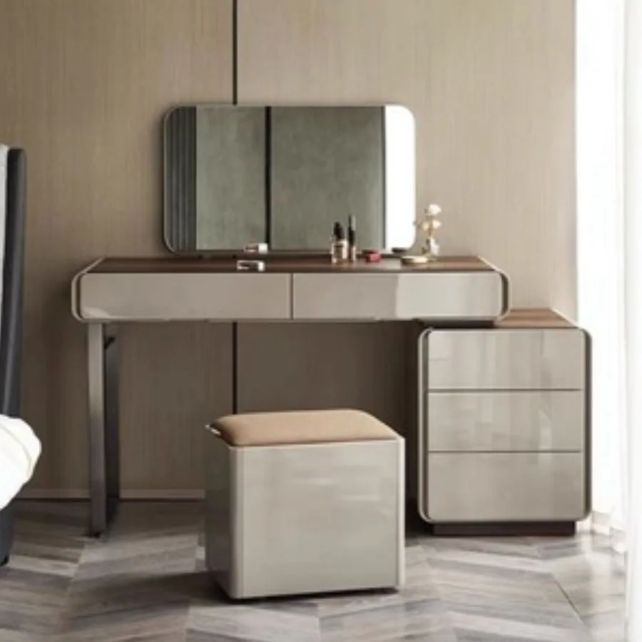 

Italian Dressing Table Minimalist Elegant Grey Color Men Bedside Affordable Storage Dressers Luxury Toaletka Home Furniture