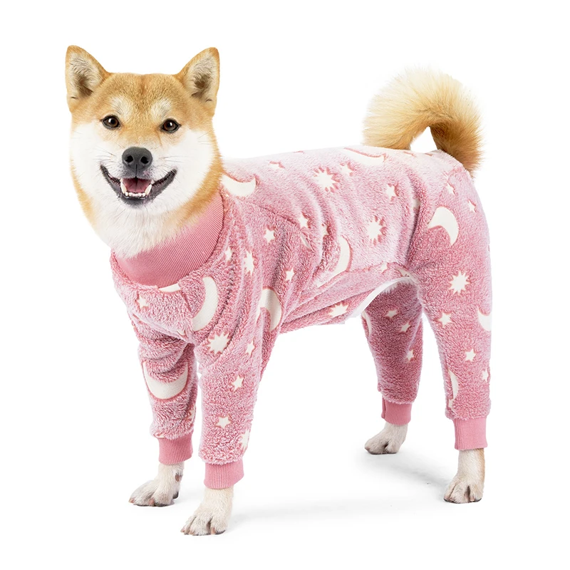 Dog Pajamas Jumpsuit - Warm Fleece Four-Legged Winter Outfit for Medium Large Dogs