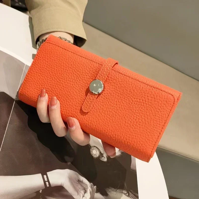 Luxury Women's Genuine Leather Clutch Wallet – Elegant Card Holder with Zippered Coin Pocket
