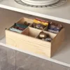 Wood Tea Bag Storage Organizer Container Box Stackable, 6 Compartments Wooden Holder Desktop Pen Holder Office Organizer 1