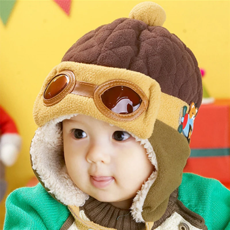 New Children Baby Pilot Hats Fashion Winter Beanies Cap Kids Earflap Bomber Hats for Boys Girls Windproof Ear Protection Outdoor