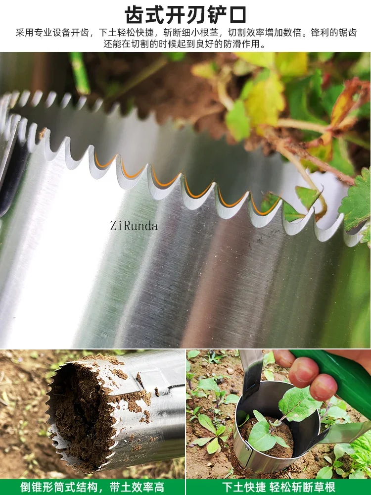 ~Flower tube Transplanter Stainless steel Household flower vegetable wooden handle transfer device Gardening garden hole punch 4