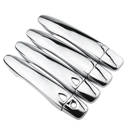 8 - Piece ABS Chrome Car Exterior Door Handle Cover Trim Set - Stylish Decoration and Protection Accessories (Three hole style)