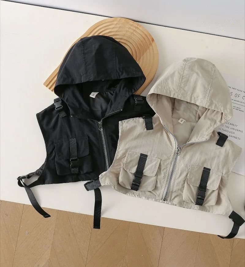 남아 후드 조끼 상의 2026 봄 신상 한국 캐주얼 아동 힙합 작업복 조끼 자켓