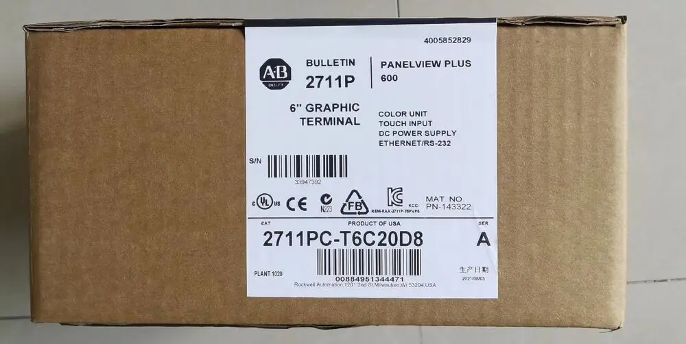 

Allen-Bradley 2711P-T6C20D8 PanelView Plus 6 Graphic Terminal 2711PT6C20D8 US