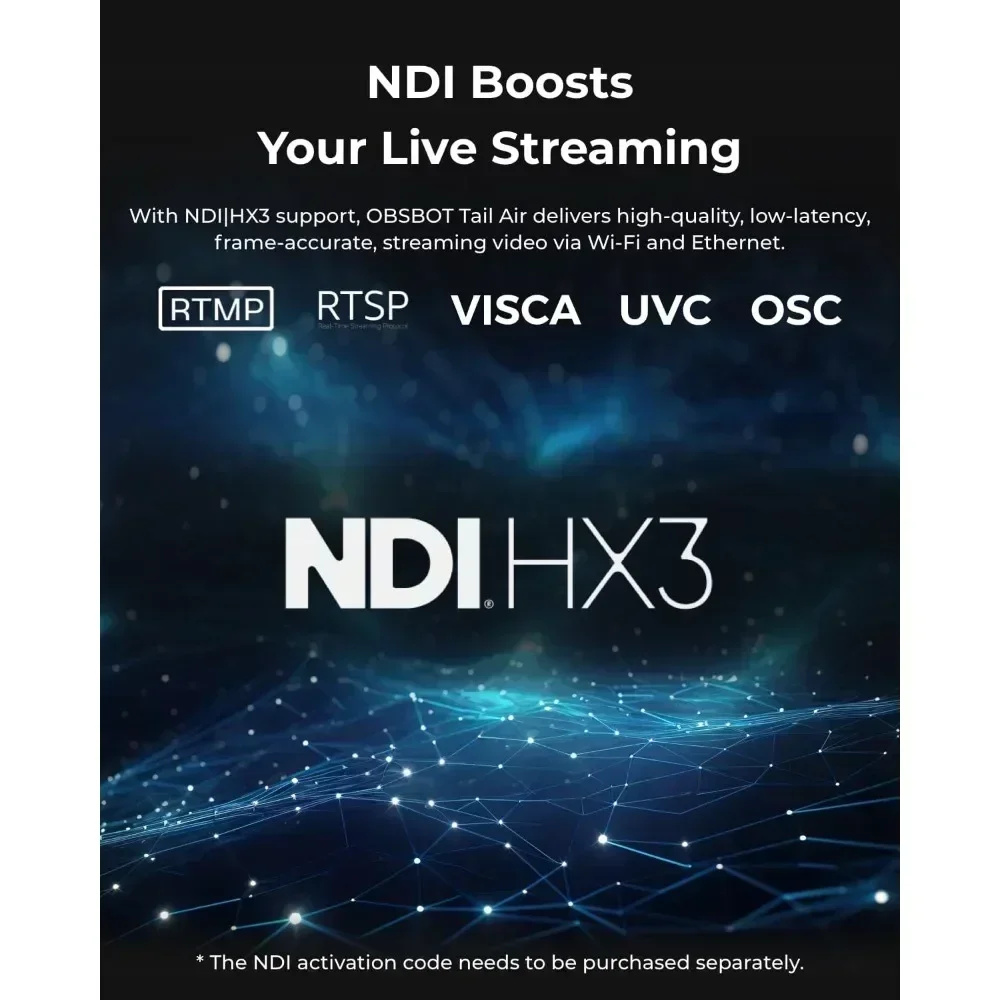 OBSBOT Tail Air NDI Streaming Camera 4K AI Tracking PTZ Camera HDMI/USB-C/Wireless Webcam Video Camera Live Stream App Support 3