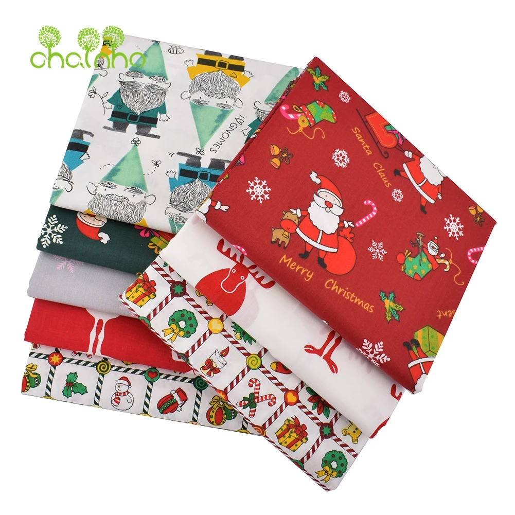Chainho,Printed Twill Weave Cotton Fabric,Patchwork Cloth,DIY Sewing Quilting Material,Christmas Series,8 Designs,2 Sizes,CC295
