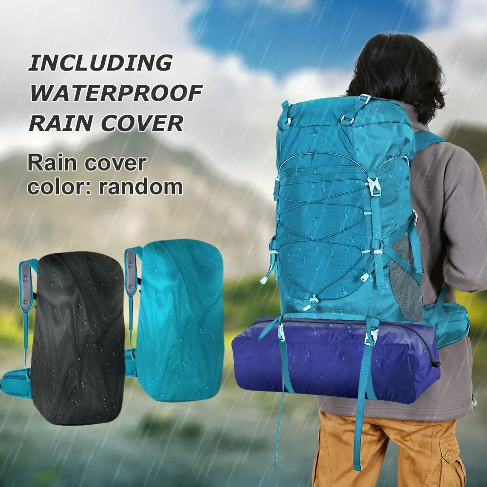 Mountaineering Backpack 50L WESTTUNE with Rain Cover for Travel Trekking Camping