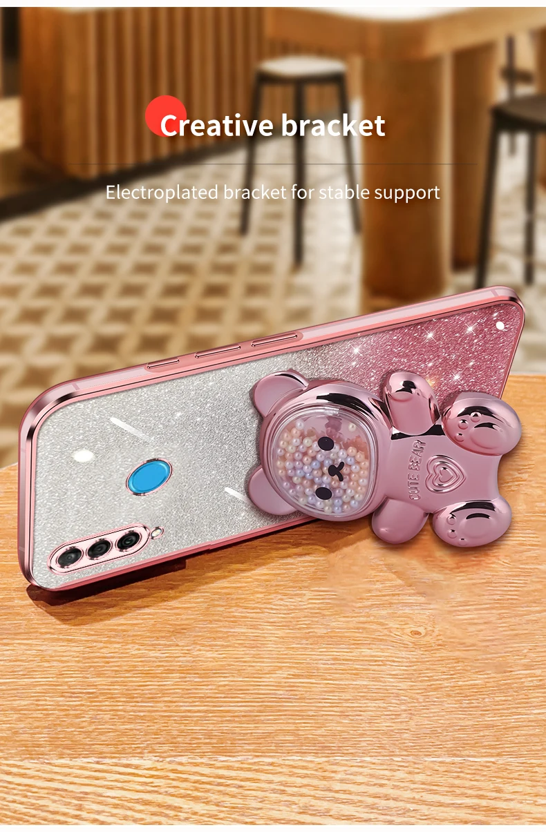 P30lite Quicksand Bear support à paillettes étui de téléphone pour Huawei P40 P50 P30 P60 Lite y7 y6 p30pro support housse Mate 30 40 50_voghion.com