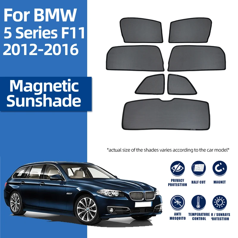 

For BMW 5 Series F11 Touring 2010-2016 Magnetic Car Sunshade Front Windshield Curtain Rear Side Baby Window Sun Shade Visor
